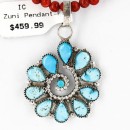 Petit Point Handmade Zuni .925 Sterling Silver Turquoise Native American Necklace 390844191403