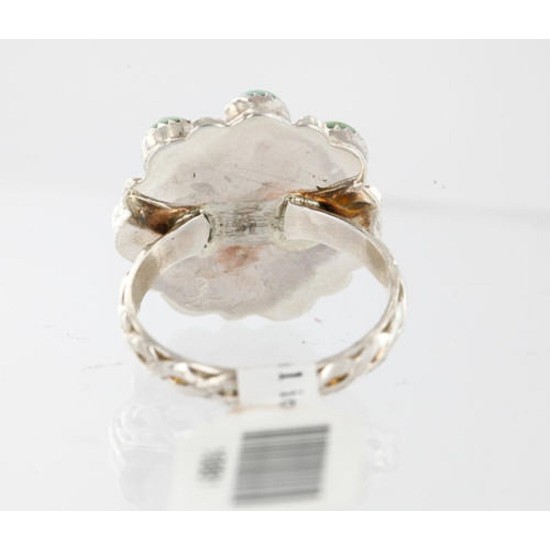 Petit Point Handmade Certified Authentic Zuni .925 Sterling Silver Turquoise Native American Ring  371051877897