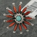 Petit Point Handmade Zuni .925 Sterling Silver Turquoise Native American Ring 390696402909