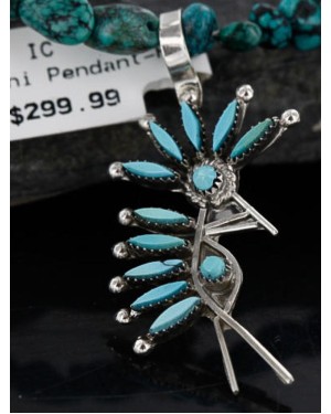 Petit Point Handmade KOKOPELI Certified Authentic Zuni .925 Sterling Silver Native American Necklace 370986805838