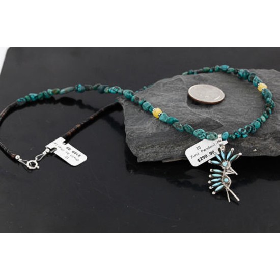 Petit Point Handmade KOKOPELI Certified Authentic Zuni .925 Sterling Silver Native American Necklace 370986805838