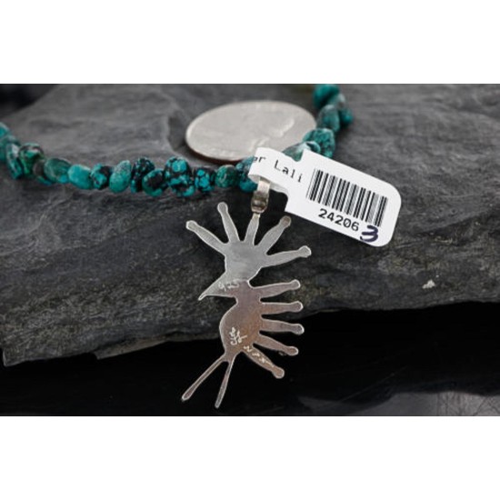 Petit Point Handmade KOKOPELI Certified Authentic Zuni .925 Sterling Silver Native American Necklace 370986805838