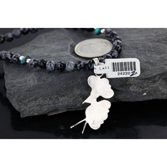 Petit Point Handmade KOKOPELI Certified Authentic Zuni .925 Sterling Silver Turquoise Native American Necklace 370983404874