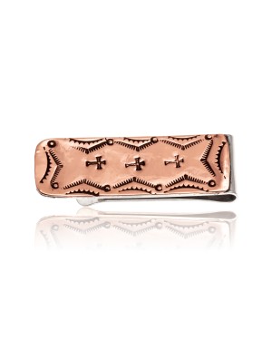 Pure Copper and Nickel Certified Authentic Navajo Native American Handmade Cross Money Clip 11267-2