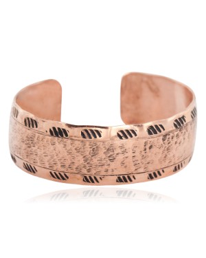 Pure Copper Hammered Navajo Handmade Certified Authentic Native American Bracelet 13042-1
