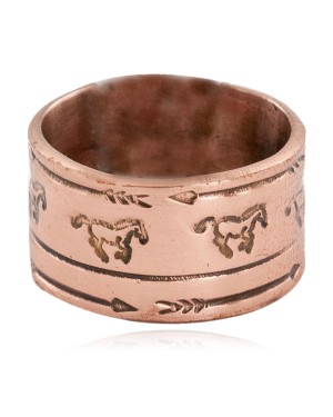Pure Copper Handmade Certified Authentic Horse Navajo Native American Ring  16996-1