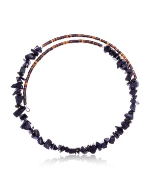 Purple Goldstone Certified Authentic Navajo Native American Adjustable Choker Wrap Necklace 25562