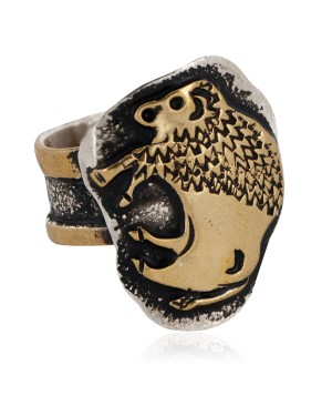 Rare 12kt Gold Filled 925 Sterling Silver Buffalo Handmade Certified Authentic Navajo Native American Ring  12658-2