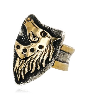Rare 12kt Gold Filled 925 Sterling Silver Horse Handmade Certified Authentic Navajo Native American Ring  12658-1