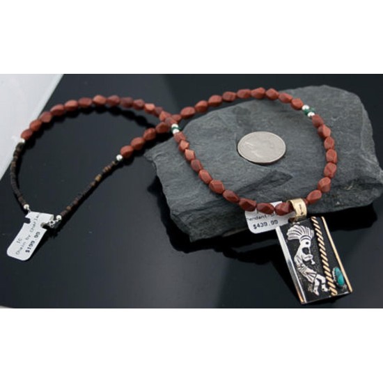 Rare 12kt Gold Filled Handmade KOKOPELLI Certified Authentic .925 Sterling Silver Navajo Turquoise Native American Necklace 371152466976