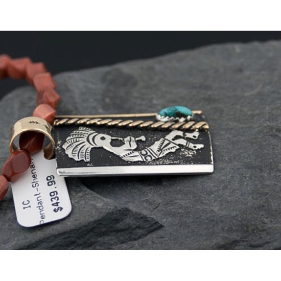 Rare 12kt Gold Filled Handmade KOKOPELLI Certified Authentic .925 Sterling Silver Navajo Turquoise Native American Necklace 371152466976