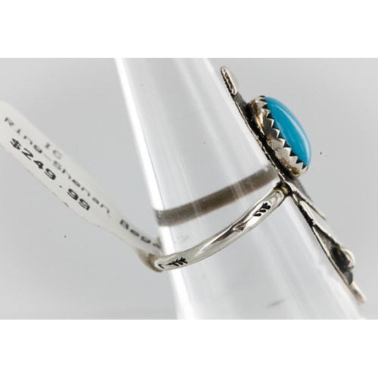 .925 Sterling Silver Handmade Certified Authentic Navajo Turquoise Native American Ring  390858246688