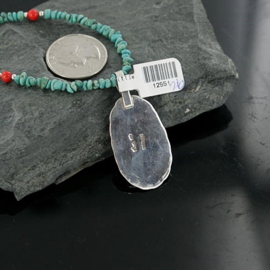Handmade Certified Authentic Navajo .925 Sterling Silver Natural Lapis and Turquoise Native American Necklace 370904624065