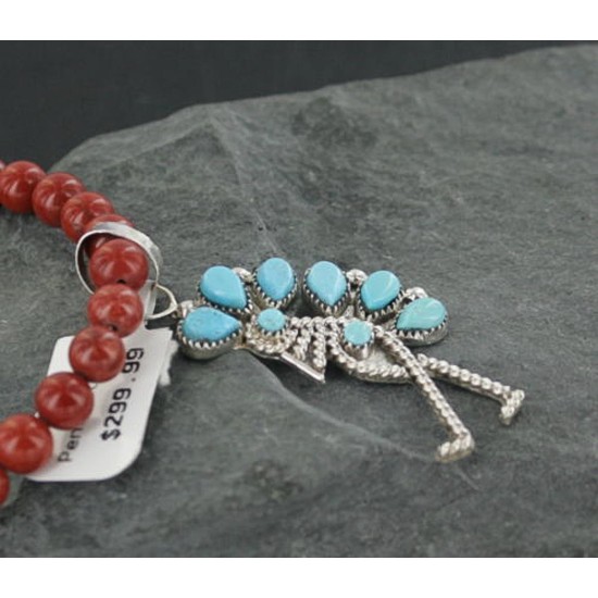 Petit Point KOKOPELI Handmade Certified Authentic Zuni .925 Sterling Silver Turquoise Native American Necklace 390678336761