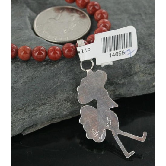 Petit Point KOKOPELI Handmade Certified Authentic Zuni .925 Sterling Silver Turquoise Native American Necklace 390678336761