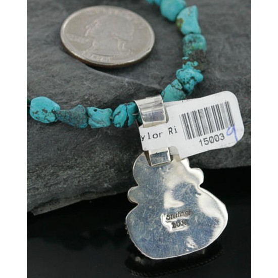 Handmade Certified Authentic Navajo .925 Sterling Silver Natural Spiny Oyster and Turquoise Native American Necklace 390682082487