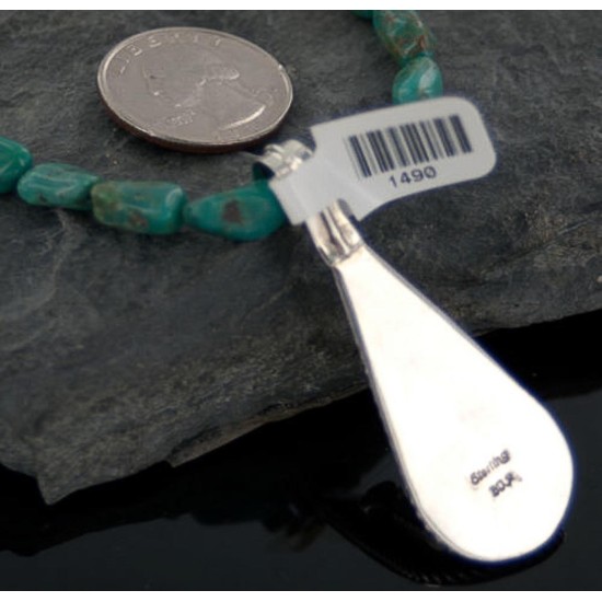 Handmade Certified Authentic Navajo .925 Sterling Silver Natural Spiny Oyster and Turquoise Native American Necklace 370895743452