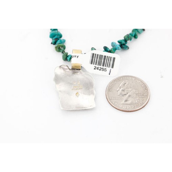 12kt Gold Filled and .925 Sterling Silver Handmade Horse Certified Authentic Navajo Turquoise Native American Necklace 371037369123