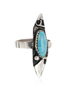 Rare 925 Sterling Silver Handmade Certified Authentic Navajo Natural Turquoise Native American Ring  12646