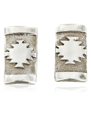 Rare Certified Authentic Handmade Navajo .925 Sterling Silver Clip Native American Earrings 17938-3