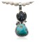 Rare Handmade Certified Authentic Navajo .925 Sterling Silver Natural Snowflake Obsidian and Turquoise Native American Necklace 370838744990