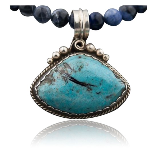 Rare Handmade Certified Authentic Navajo .925 Sterling Silver Natural Turquoise Native American Necklace 370958495970