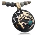 Rare Handmade Gecko Navajo .925 Sterling Silver 12kt Gold Filled Turquoise Native American Necklace 391131410259