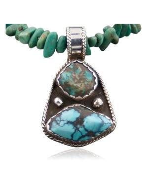 Real Handmade Certified Authentic Navajo Native .925 Sterling Silver Turquoise Native American Necklace 370801544078