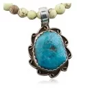 REAL Handmade Navajo Native .925 Sterling Silver Turquoise Native American Necklace 390572759515