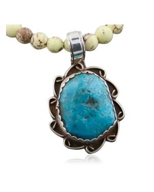 REAL Handmade Certified Authentic Navajo Native .925 Sterling Silver Turquoise Native American Necklace 390572759515