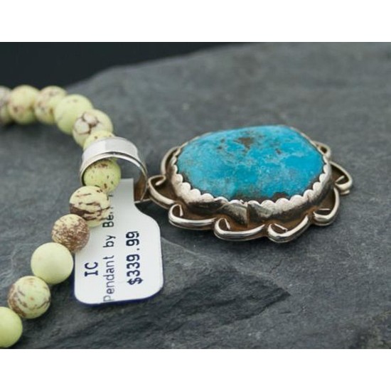 REAL Handmade Certified Authentic Navajo Native .925 Sterling Silver Turquoise Native American Necklace 390572759515