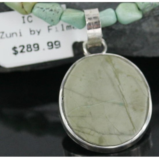 Real Handmade Inlaid Certified Authentic Zuni .925 Sterling Silver Boulder Turquoise Native American Necklace 390678420543