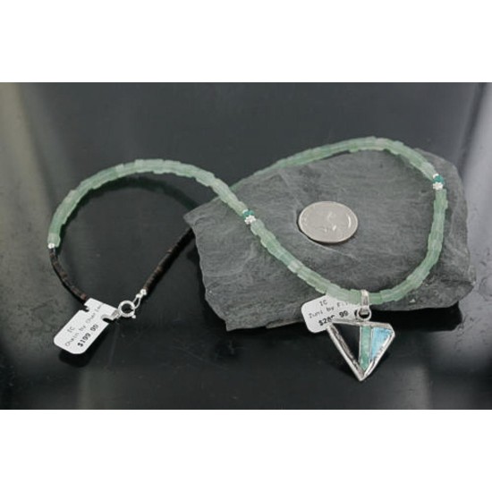 Real Handmade Inlaid Certified Authentic Zuni .925 Sterling Silver Turquoise Native American Necklace 370919153892