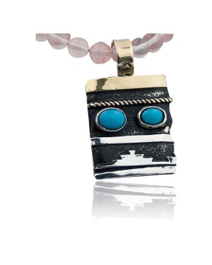 Real Handmade Mountain Certified Authentic Navajo .925 Sterling Silver 12kt Gold Filled Turquoise Native American Necklace 370812723041