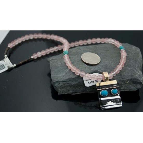 Real Handmade Mountain Certified Authentic Navajo .925 Sterling Silver 12kt Gold Filled Turquoise Native American Necklace 370812723041