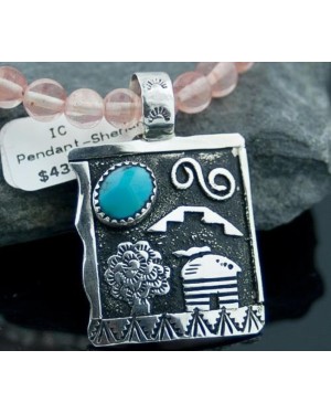 Real Handmade Storyteller Turquoise Certified Authentic .925 Sterling Silver Navajo Native American Necklace 370808224527