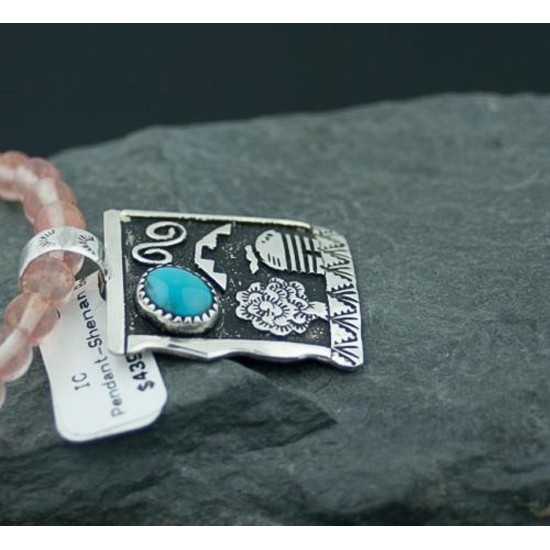 Real Handmade Storyteller Turquoise Certified Authentic .925 Sterling Silver Navajo Native American Necklace 370808224527