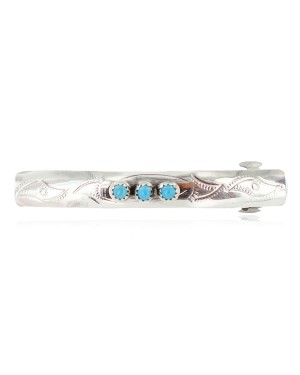 Silver Certified Authentic Handmade Navajo Natural Turquoise Native American Hair Barrette 10346-3