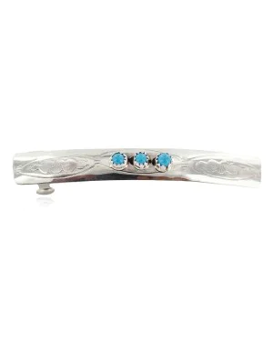 Silver Handmade Navajo Natural Turquoise Native American Hair Barrette 10346-5