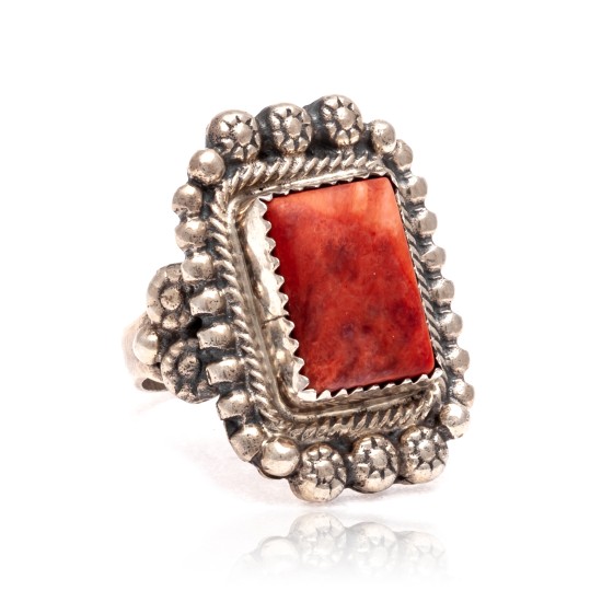Spiny Oyster .925 Sterling Silver Certified Authentic Navajo Native American Handmade Ring 13103-1 Spiny Oyster .925 Sterling Silver Certified Authentic Navajo Native American Handmade Ring 13103-1