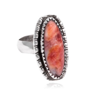 Spiny Oyster .925 Sterling Silver Certified Authentic Navajo Native American Handmade Ring  24427-1