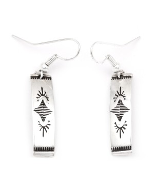Star .925 Sterling Silver Certified Authentic Handmade Navajo Native American Earrings 27259-1