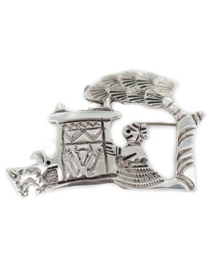 Storyteller Certified Authentic Navajo .925 Sterling Silver Native American Pin 94014-1