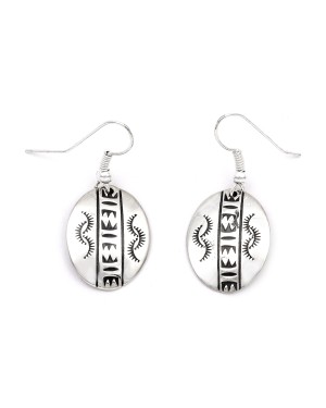 Sun .925 Starling Silver Certified Authentic Handmade Navajo Native American Earrings  27260-6