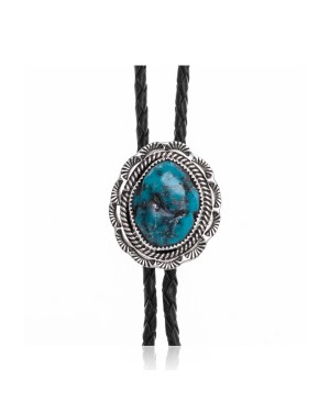 Sun .925 Sterling Silver Certified Authentic Handmade Navajo Native American Bolo Tie 24558