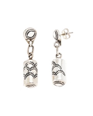 Sun .925 Sterling Silver Certified Authentic Handmade Navajo Native American Earrings 17980