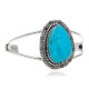 Sun .925 Sterling Silver Certified Authentic Handmade Navajo Native American Natural Turquoise Cuff Bracelet 12996