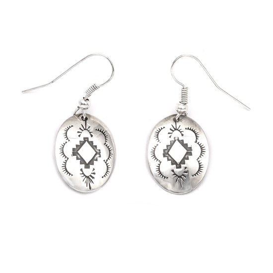 Sun Diamond .925 Starling Silver Certified Authentic Handmade Navajo Native American Earrings  27260-1