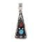 Sun Flower .925 Starling Silver Certified Authentic Handmade Navajo Native American Natural Turquoise Coral Pendent  18330