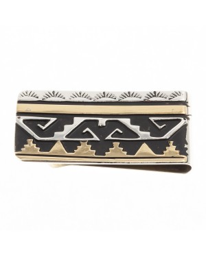 Sun Mountain 12kt Gold Filled .925 Sterling Silver Certified Authentic Handmade Navajo Native American Money Clip 24536-2